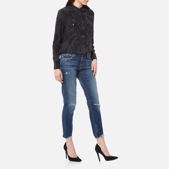 NWT J Brand Sadey Revoke Destruct Mid Rise Crop 29 Slim Straight Jeans - Picture 14 of 15